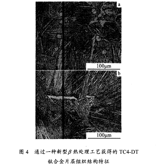 通過一種新型β熱處理工藝獲得的TC4一DT鈦合金片層組織結構特征